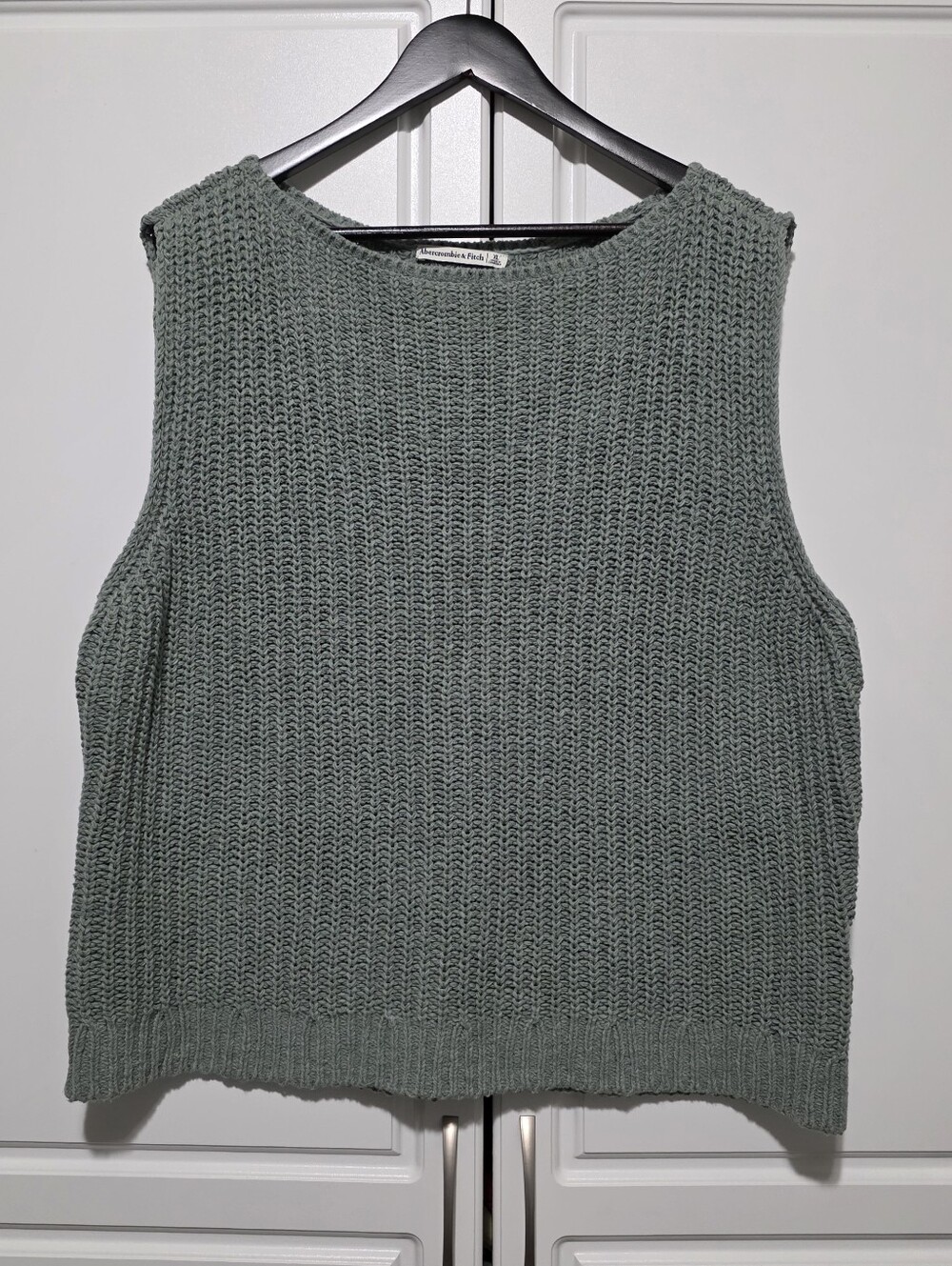 Abercrombie & Fitch Womens Sage Green Chunky Ribbed Knit Pull Over Sweater Vest